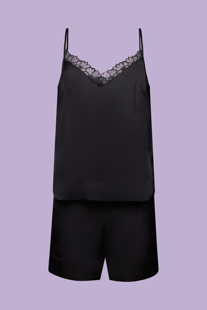 Short Satin Pyjama Set, LENZING™ ECOVERO™, BLACK, detail image number 7