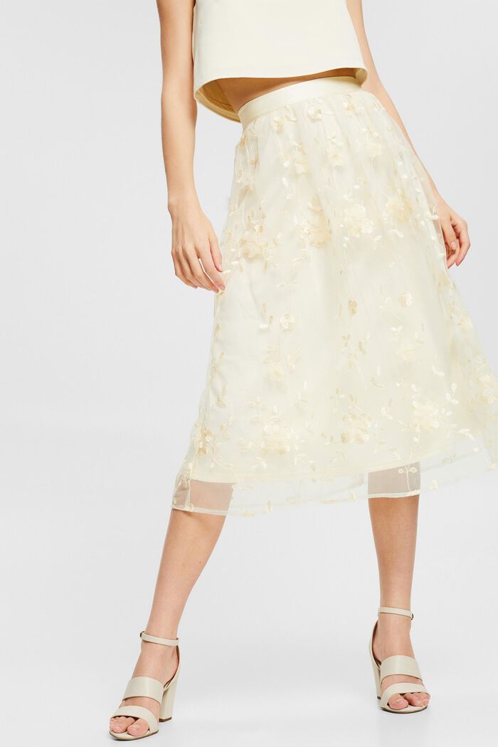 Flared skirt with floral embroidery, ICE, detail image number 0