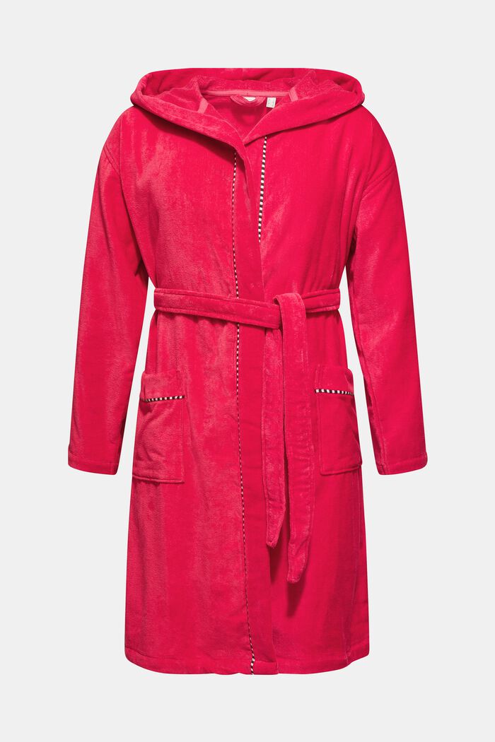 Suede bathrobe made of 100% cotton, RASPBERRY, detail image number 0