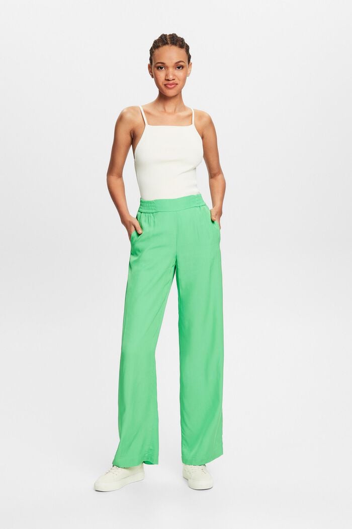 Twill Wide Pull-On Pants, CITRUS GREEN, detail image number 5