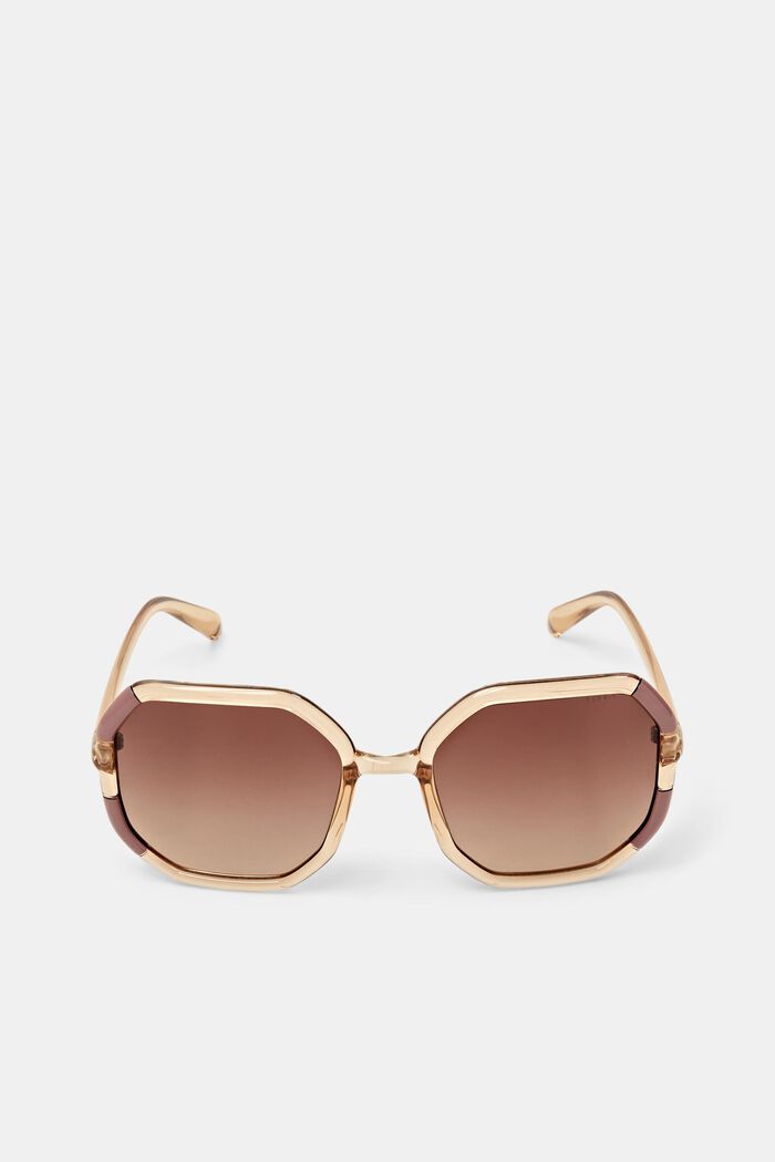 Transparent Frame Sunglasses, BROWN, detail image number 2