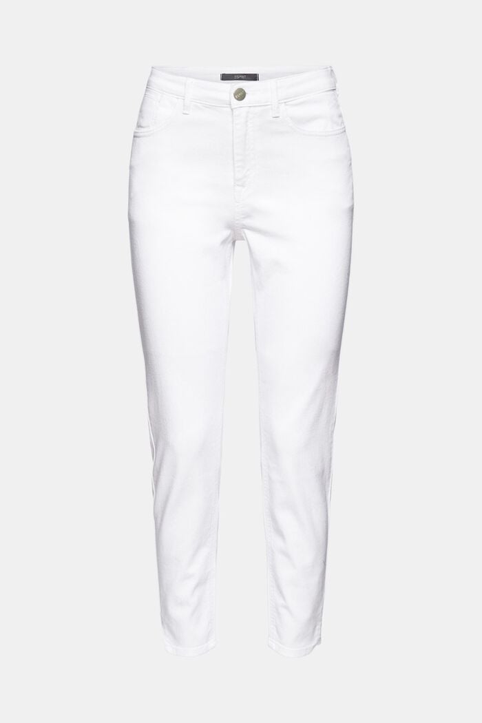Stretch jeans with hem slits, WHITE, overview