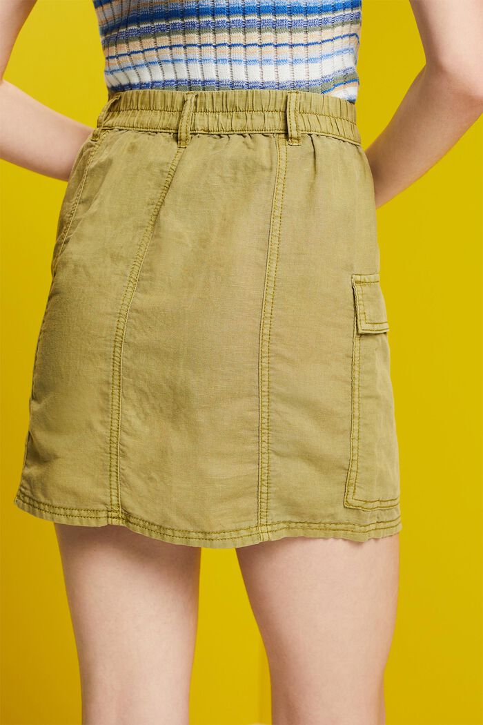 Cargo mini skirt, linen blend, PISTACHIO GREEN, detail image number 4