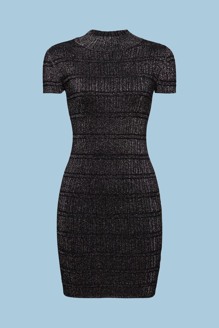 Lamé Knitted Mini Dress, BLACK, detail image number 7