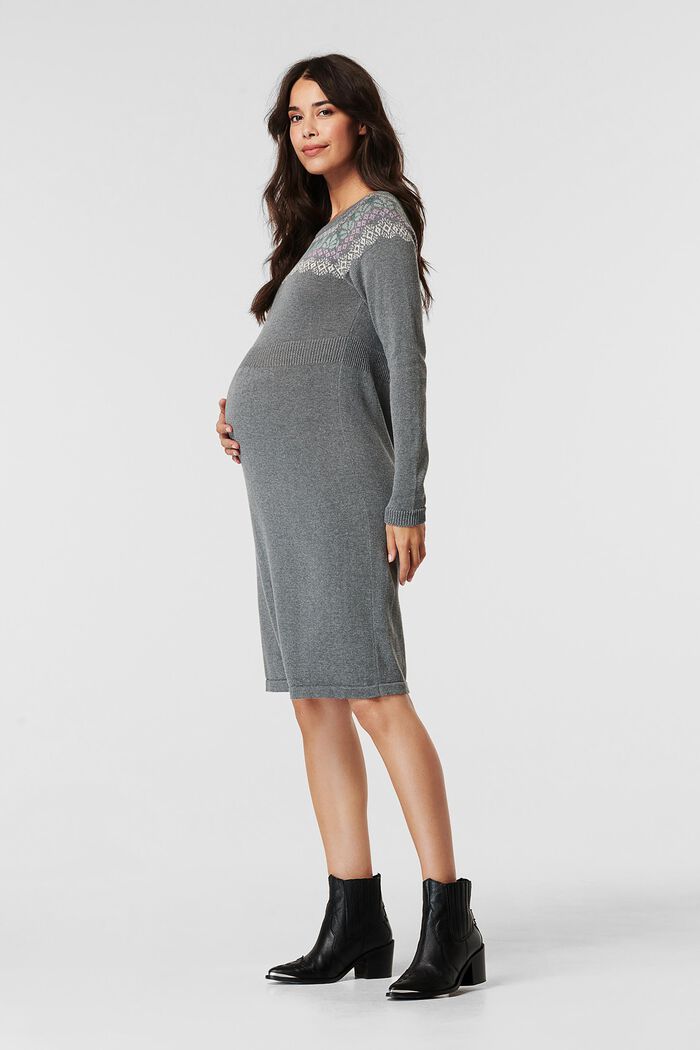 Knitted dress in blended organic cotton, MEDIUM GREY, detail image number 2
