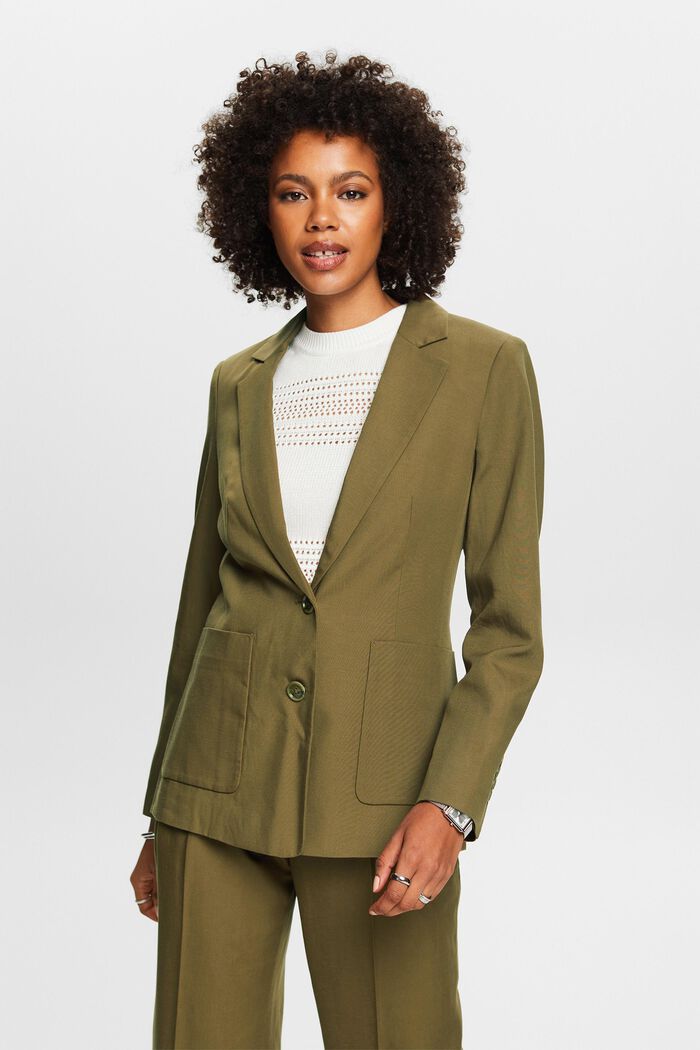 Mix and Match Single-Breasted Blazer, KHAKI GREEN, detail image number 0