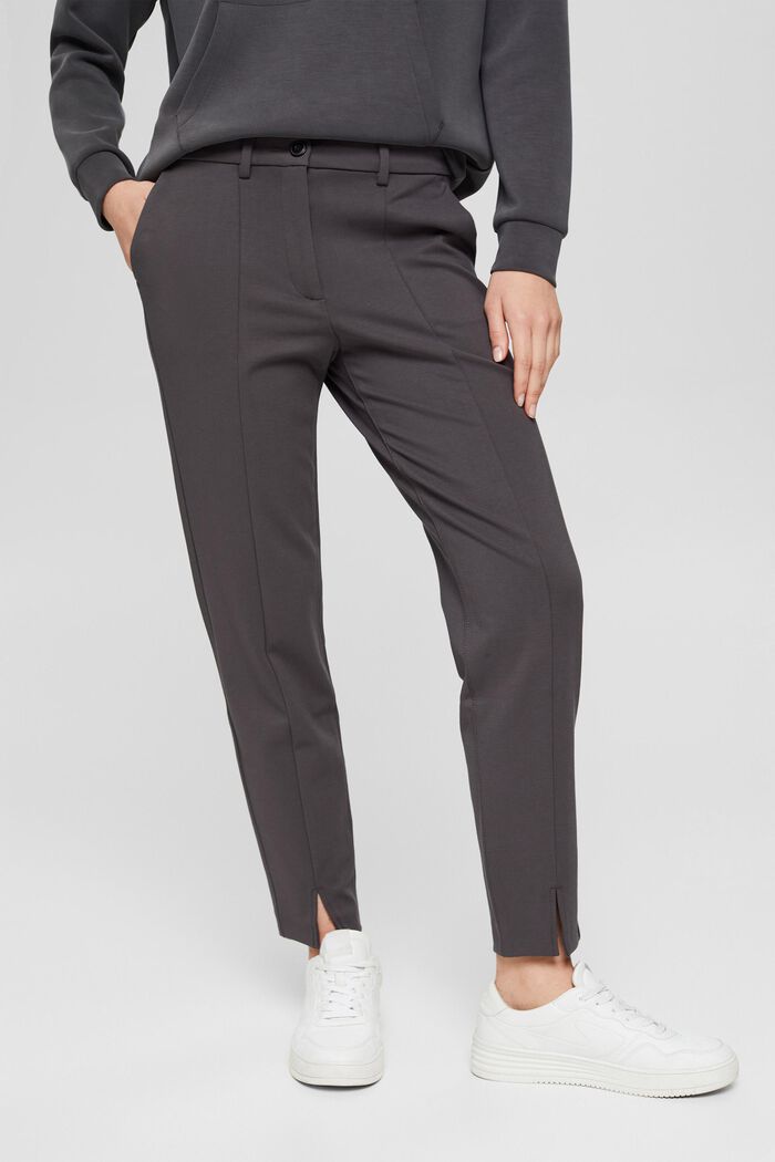 Stretch trousers with slits, ANTHRACITE, detail image number 0