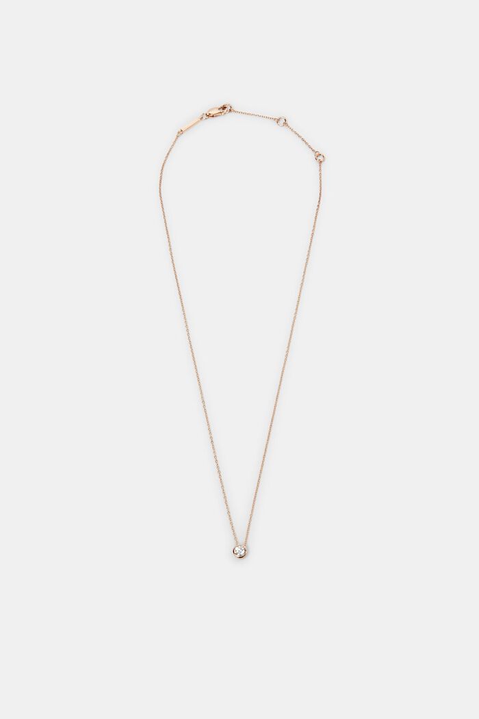 Necklace with zirconia, sterling silver, ROSEGOLD, detail image number 0