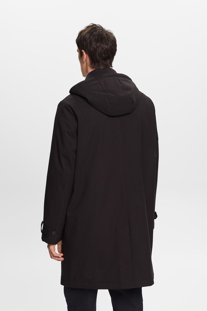 Recycled: padded mac coat with detachable hood, BLACK, detail image number 3