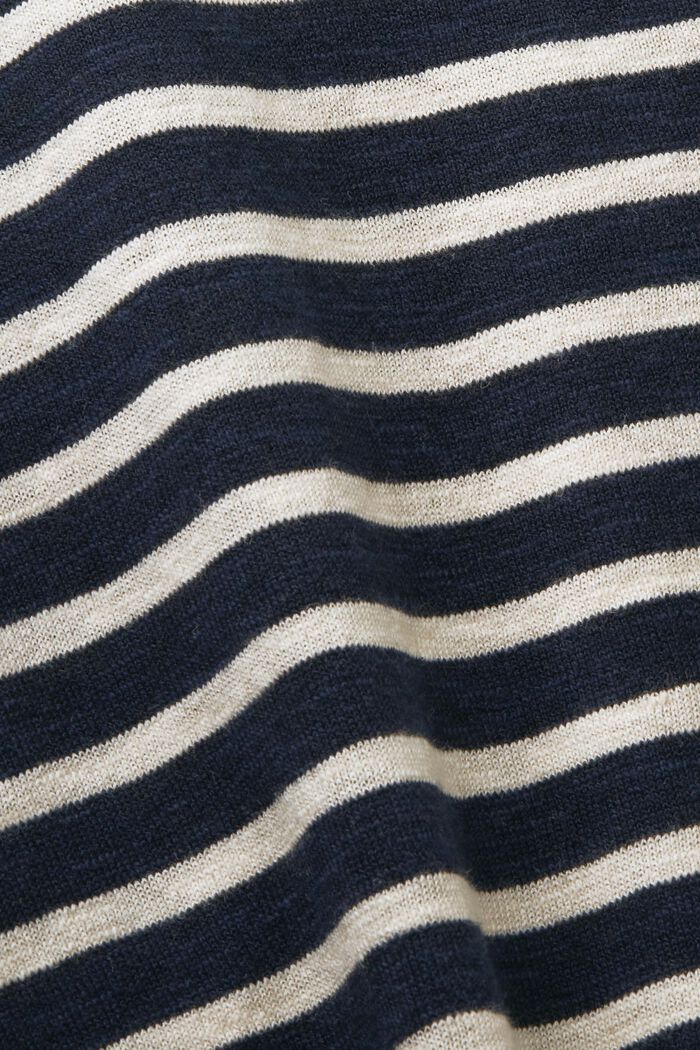 Striped Cotton-Linen Sweater, NAVY, detail image number 4