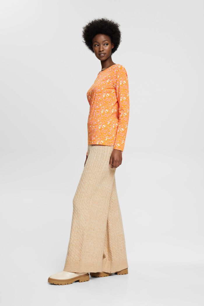 Long-sleeved top with all over print, ORANGE, detail image number 4