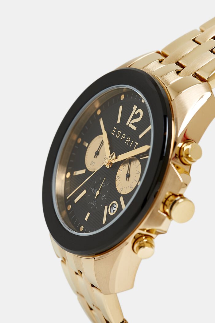 Stainless steel chronograph with a link bracelet, GOLD, detail image number 1