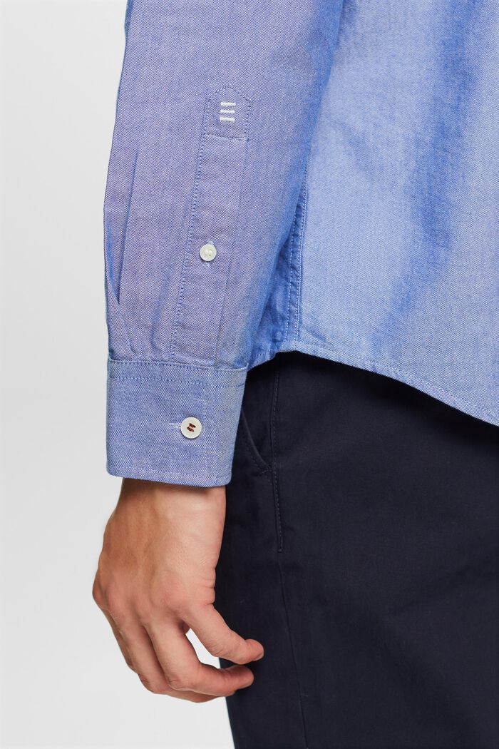 Cotton-Poplin Button Down Shirt, BRIGHT BLUE, detail image number 2