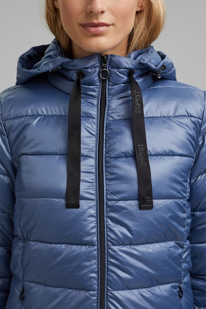 Quilted jacket with a detachable hood, made of recycled material, GREY BLUE, detail image number 2