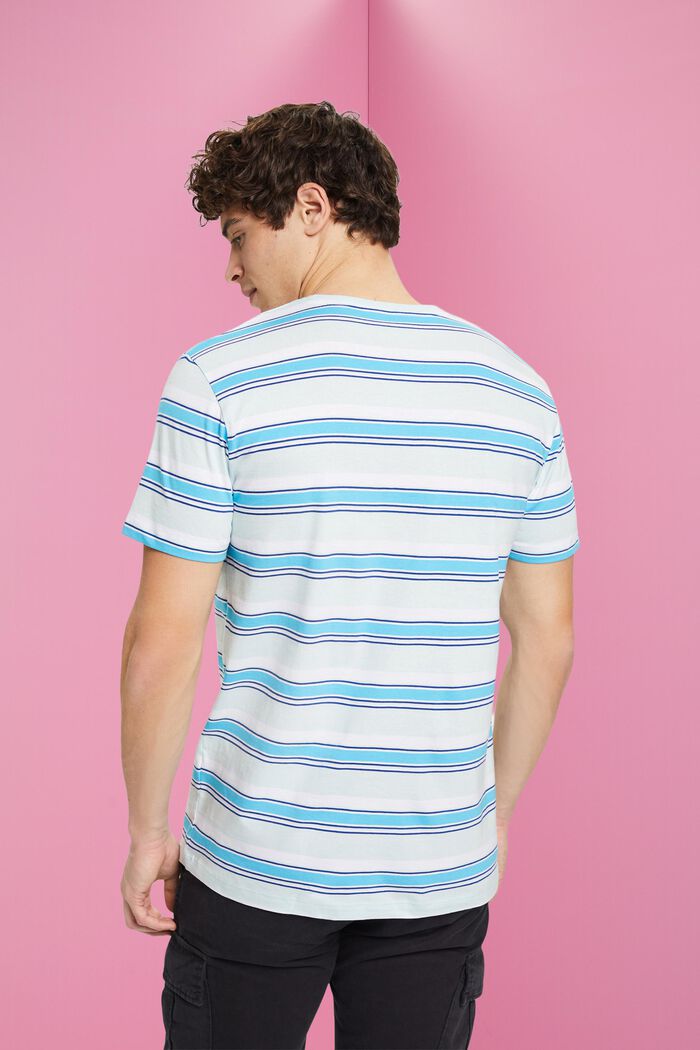 Sustainable cotton striped T-shirt, LIGHT AQUA GREEN, detail image number 3