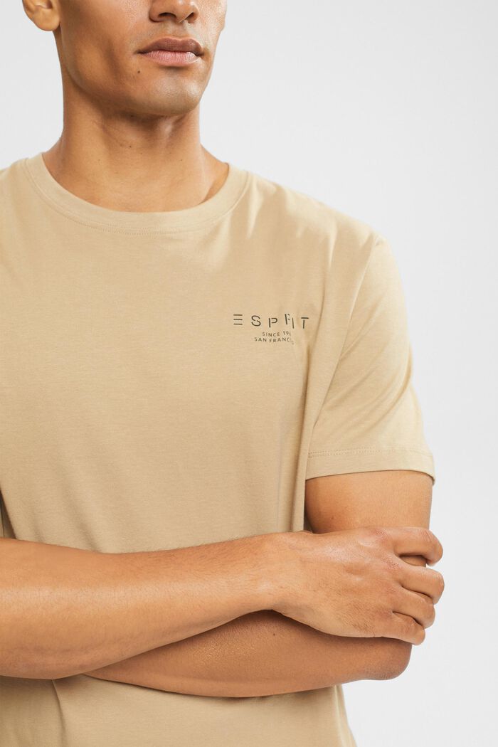 Jersey T-shirt with a logo print, BEIGE, detail image number 0
