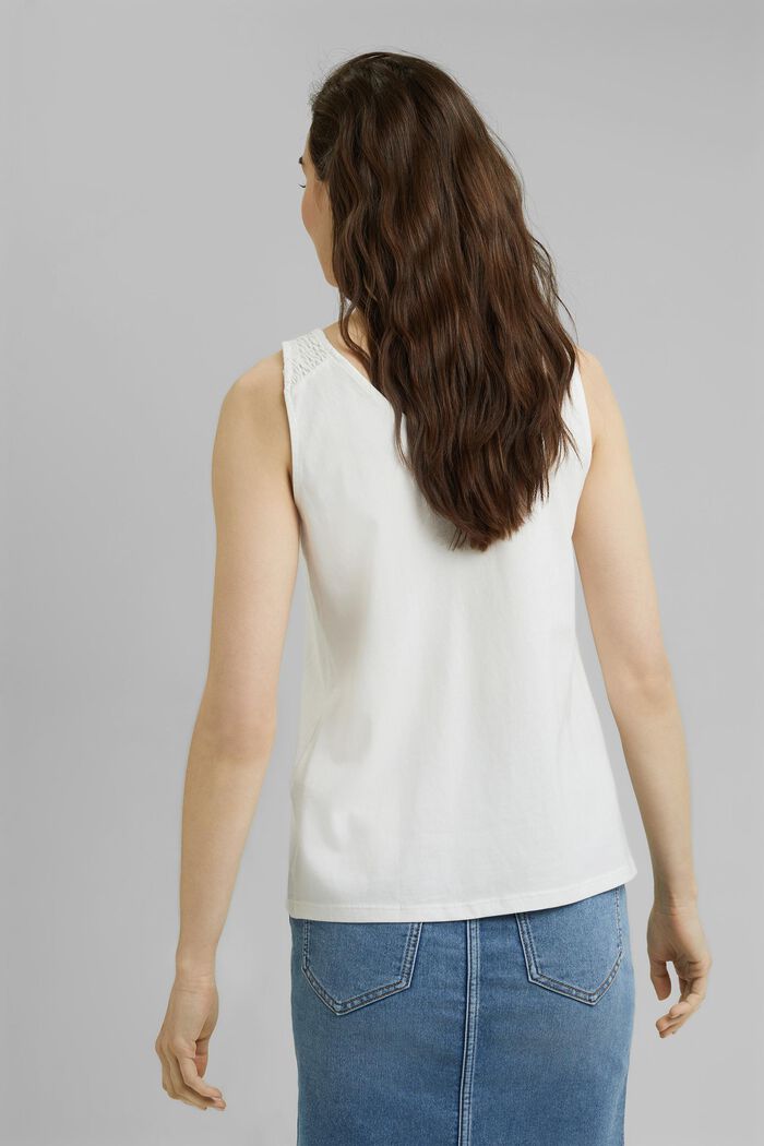 Sleeveless top with smocked straps, OFF WHITE, detail image number 3