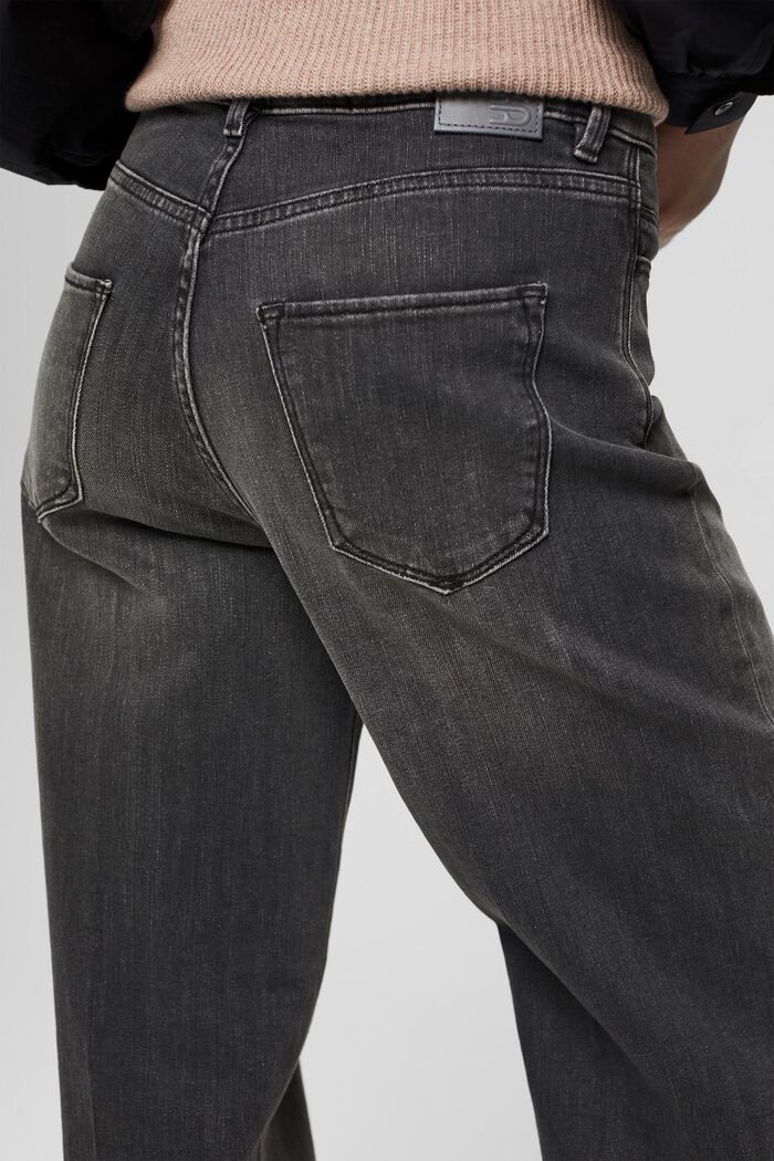 Straight stretch jeans made of organic cotton, GREY DARK WASHED, detail image number 5