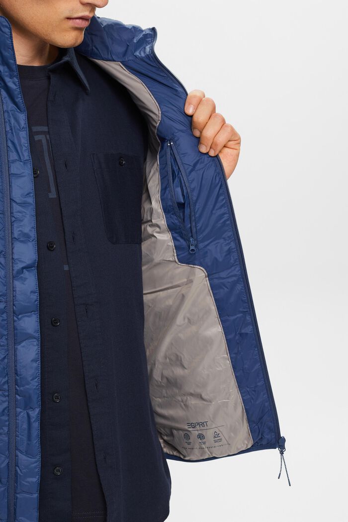 Quilted jacket with high neck, PETROL BLUE, detail image number 2
