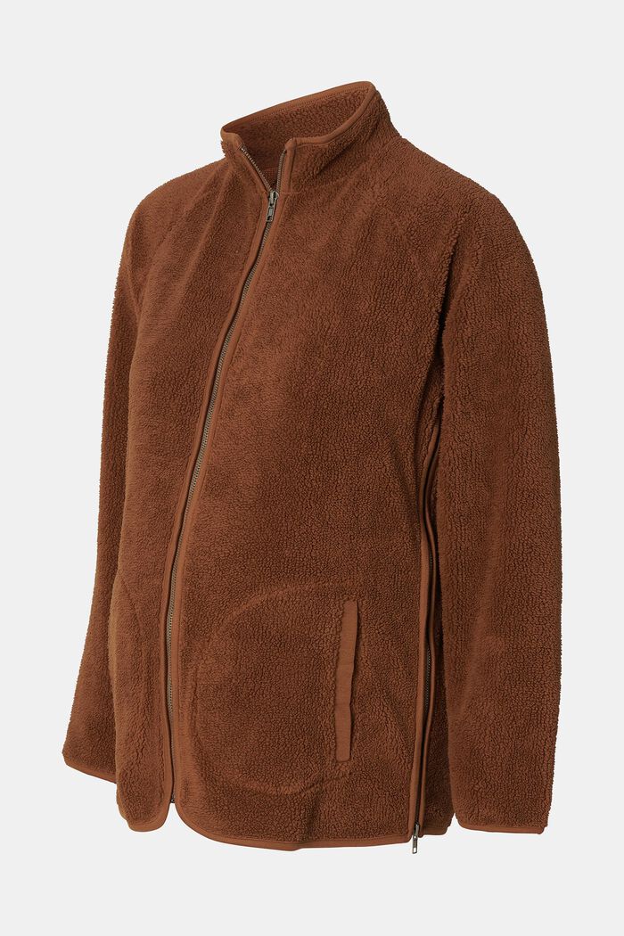 MATERNITY Teddy Fleece Fur Sweatshirt, TOFFEE BROWN, detail image number 4