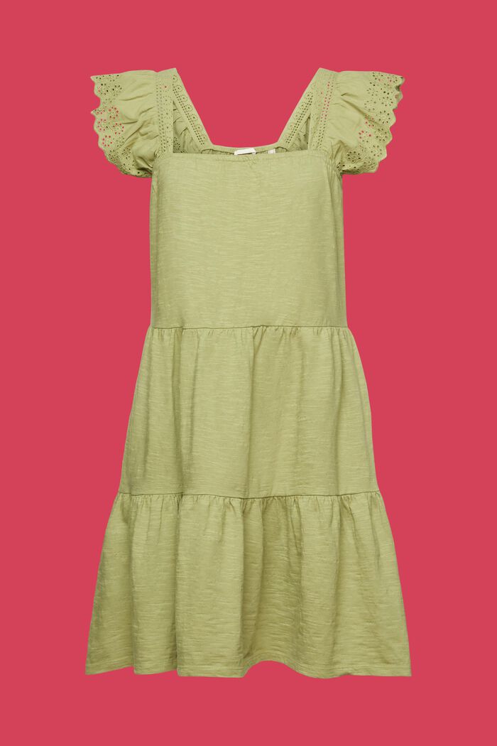 Jersey dress with embroidered lace sleeves, PISTACHIO GREEN, detail image number 6