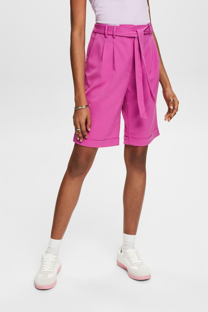 Bermuda shorts with waist pleats, PINK FUCHSIA, detail image number 0