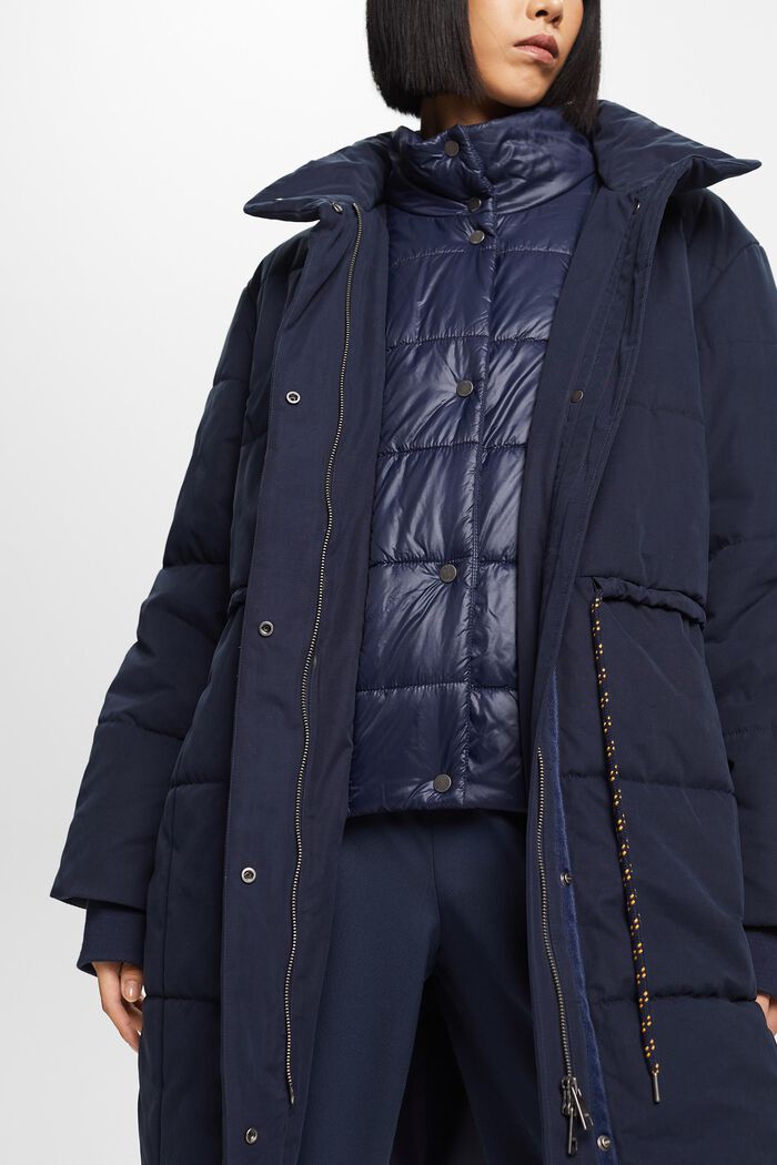 Recycled: quilted coat with fleece lining, NAVY, detail image number 2