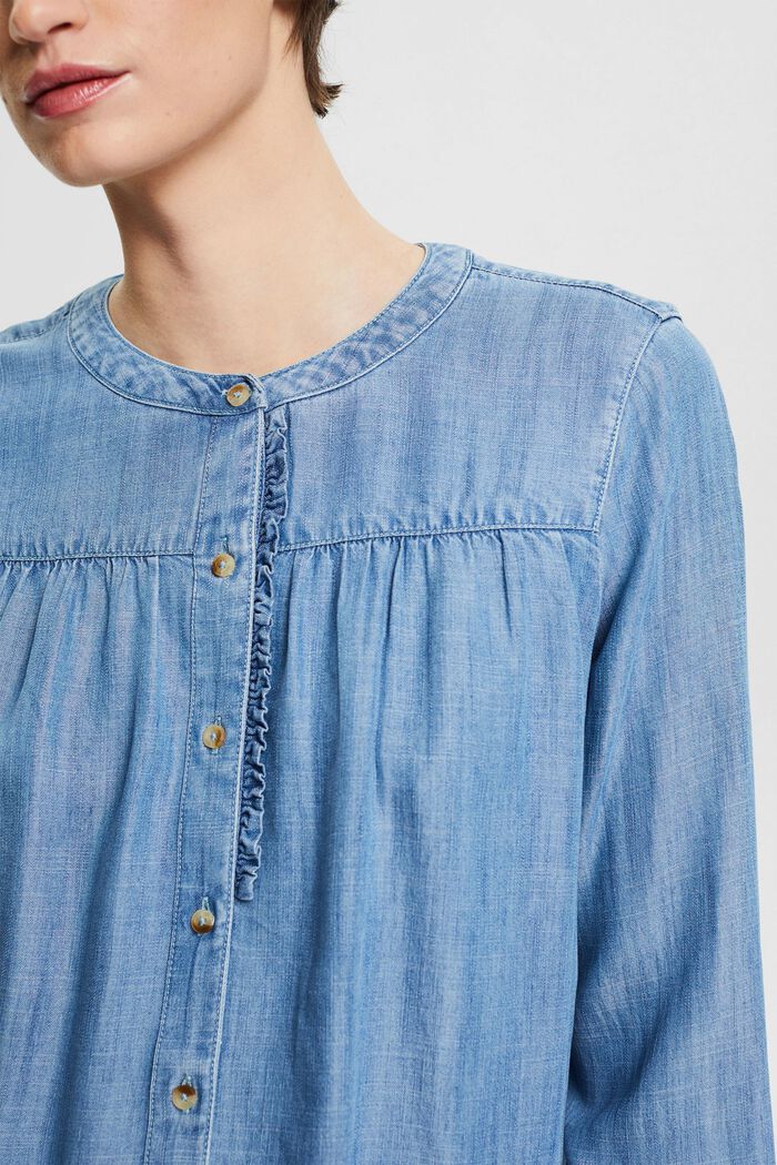Made of TENCEL™: Denim-look blouse, BLUE MEDIUM WASHED, detail image number 2
