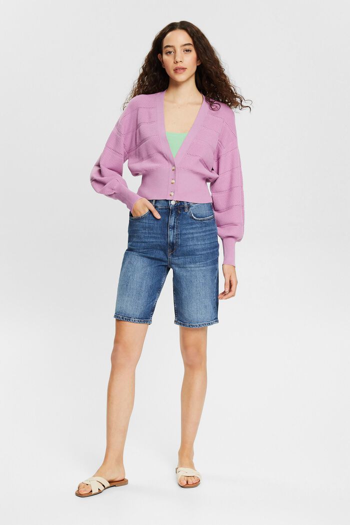 Short cardigan with knitted pattern, LILAC, detail image number 1