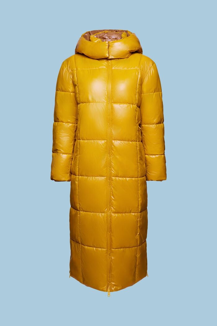 Hooded Padded Quilted Jacket, AMBER YELLOW, detail image number 6