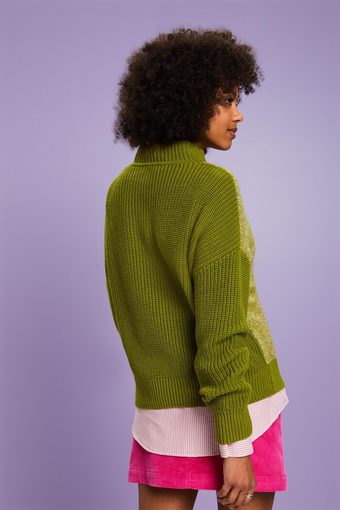 Marled Mockneck Sweater, LEAF GREEN, detail image number 3