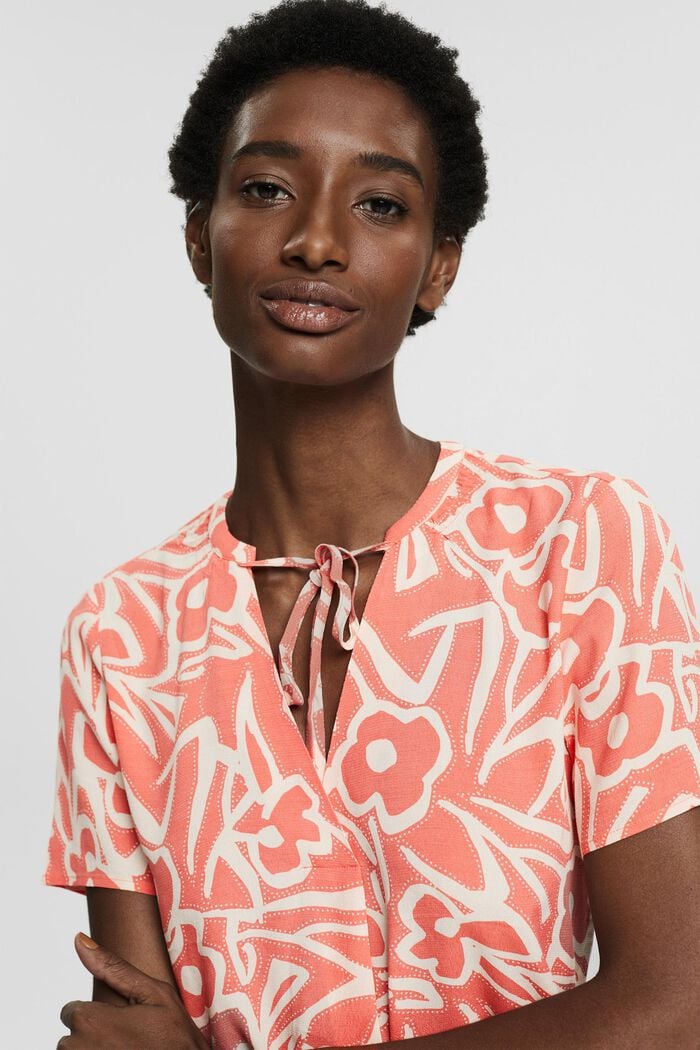 Patterned blouse with ties, CORAL, detail image number 5