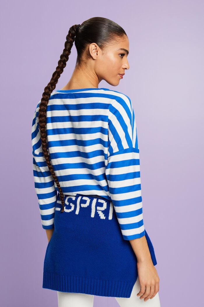 Striped Cotton T-Shirt, BRIGHT BLUE, detail image number 3