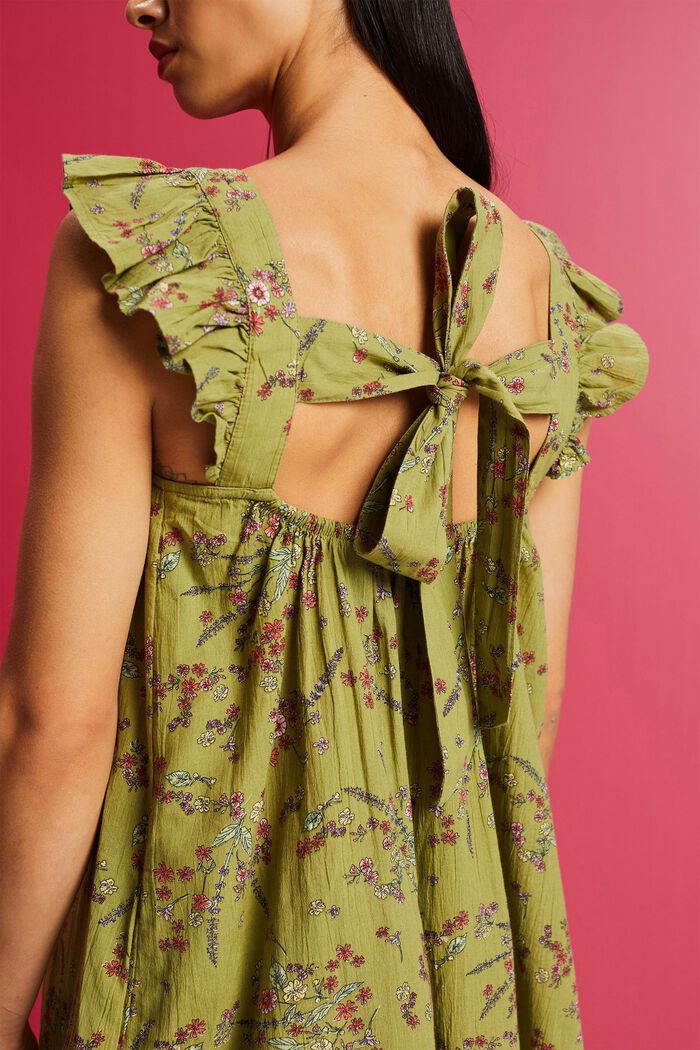 Printed mini dress, 100% cotton, PISTACHIO GREEN, detail image number 2