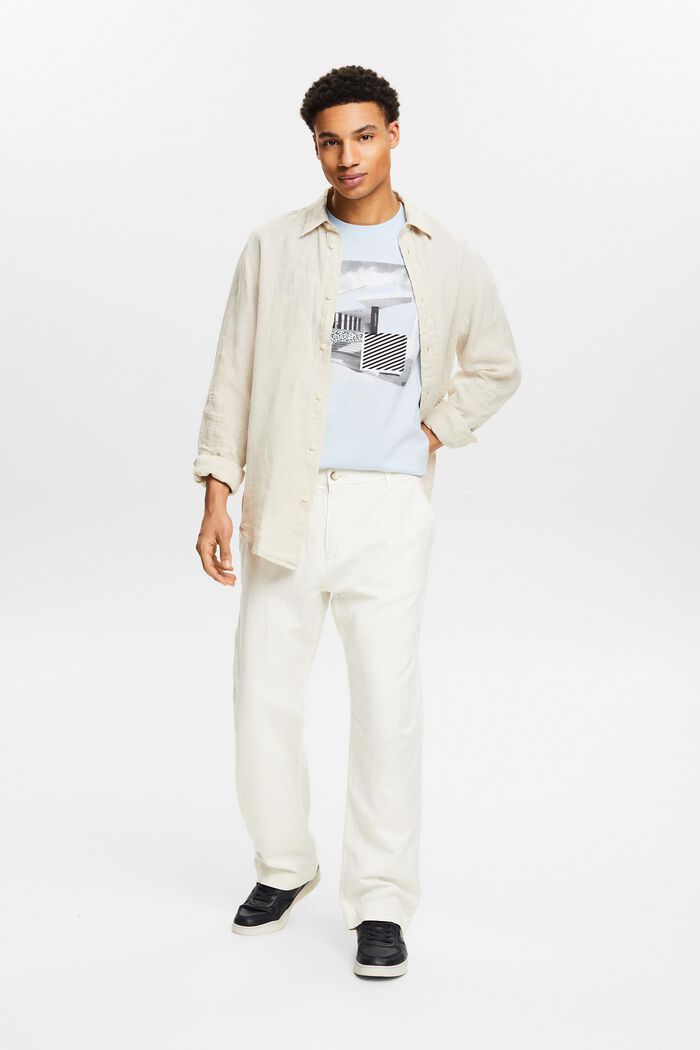 Linen-Cotton Straight Pant, OFF WHITE, detail image number 1