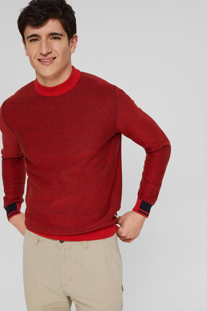 Knitted jumper made of 100% organic cotton, RED ORANGE, detail image number 0