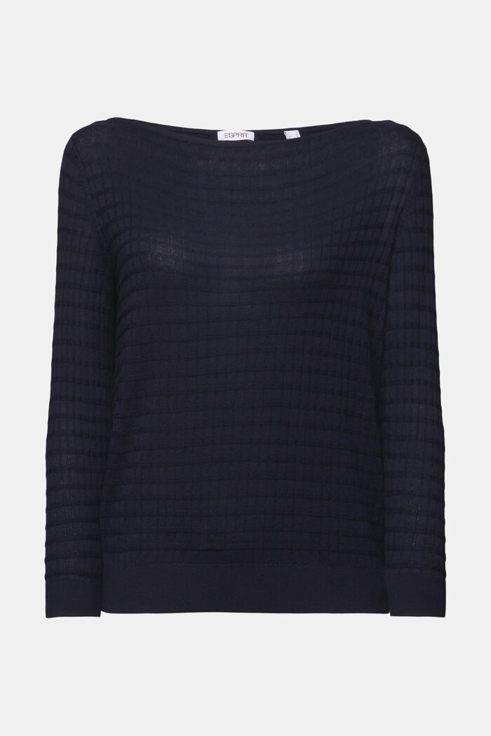Structured Knit Sweater, NAVY, detail image number 7
