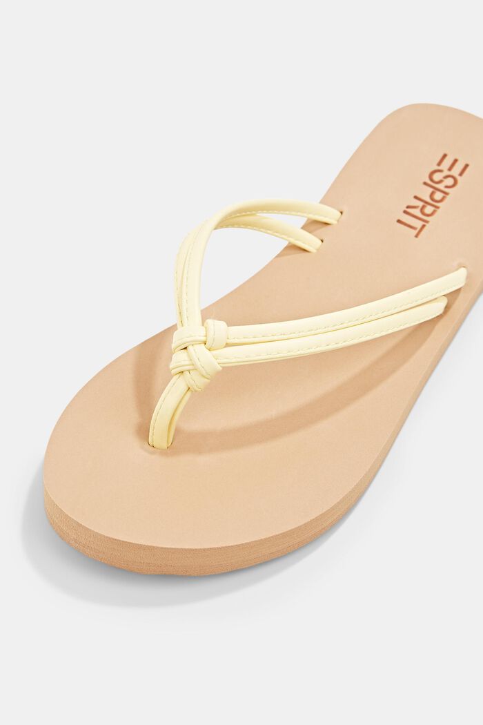 Slip slop sandals with faux leather straps, LIME YELLOW, detail image number 3