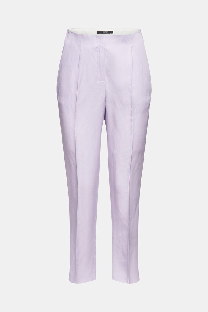 Linen blend: trousers with waist pleats, LAVENDER, detail image number 6