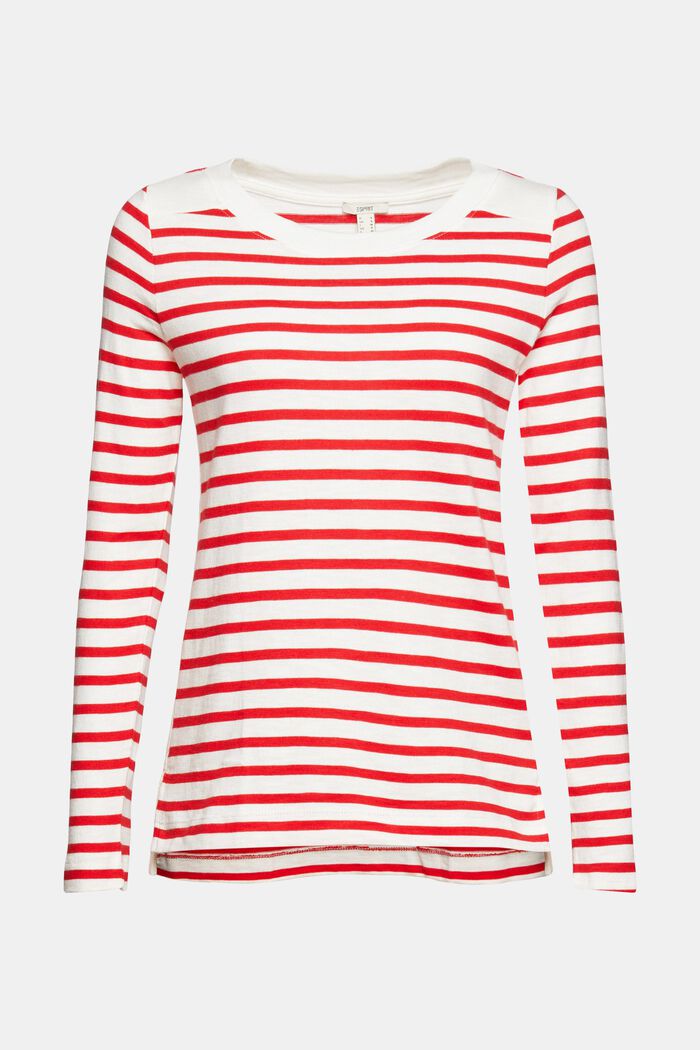 Striped long sleeve top in cotton, ORANGE RED, detail image number 8