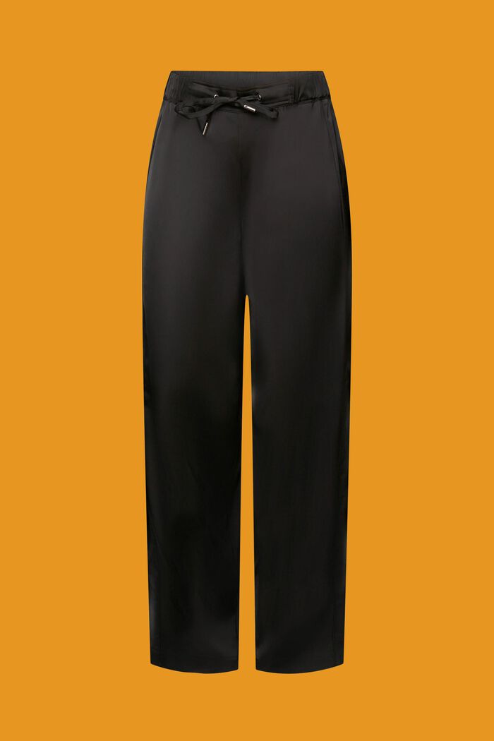 Satin wide leg trousers, BLACK, detail image number 6