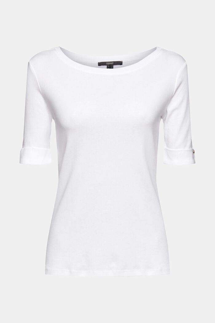 Organic cotton T-shirt with turn-up cuffs, WHITE, detail image number 2