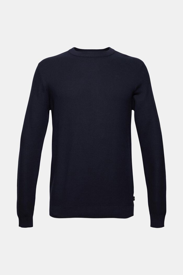 Textured jumper made of 100% organic cotton, NAVY, detail image number 0