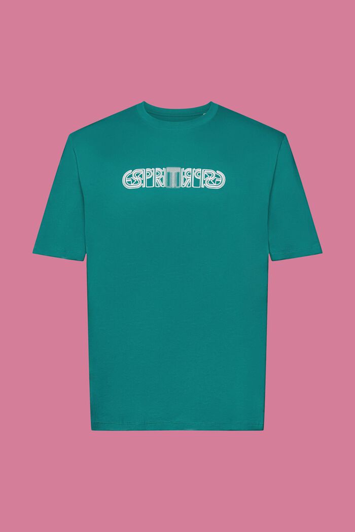 Relaxed fit t-shirt with logo print, EMERALD GREEN, detail image number 6