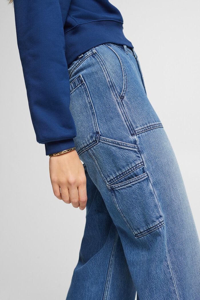 High-rise carpenter jeans, BLUE MEDIUM WASHED, detail image number 2