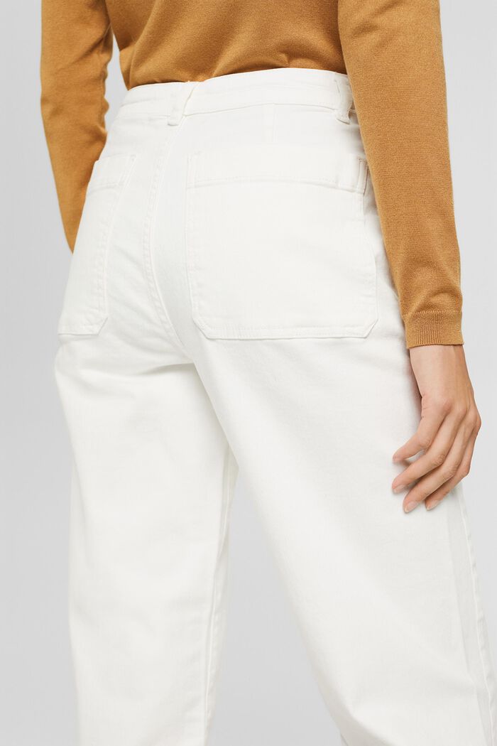 Wide 7/8 trousers with unfinished hems, OFF WHITE, detail image number 2