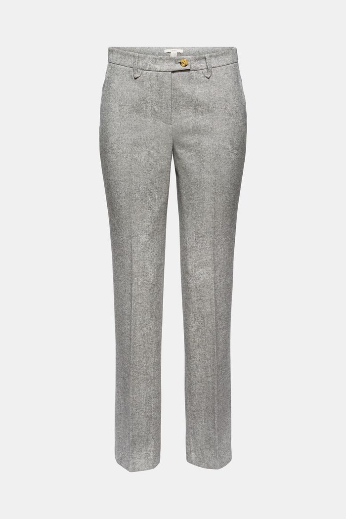 Wool blend: Trousers with a herringbone pattern, ANTHRACITE, overview