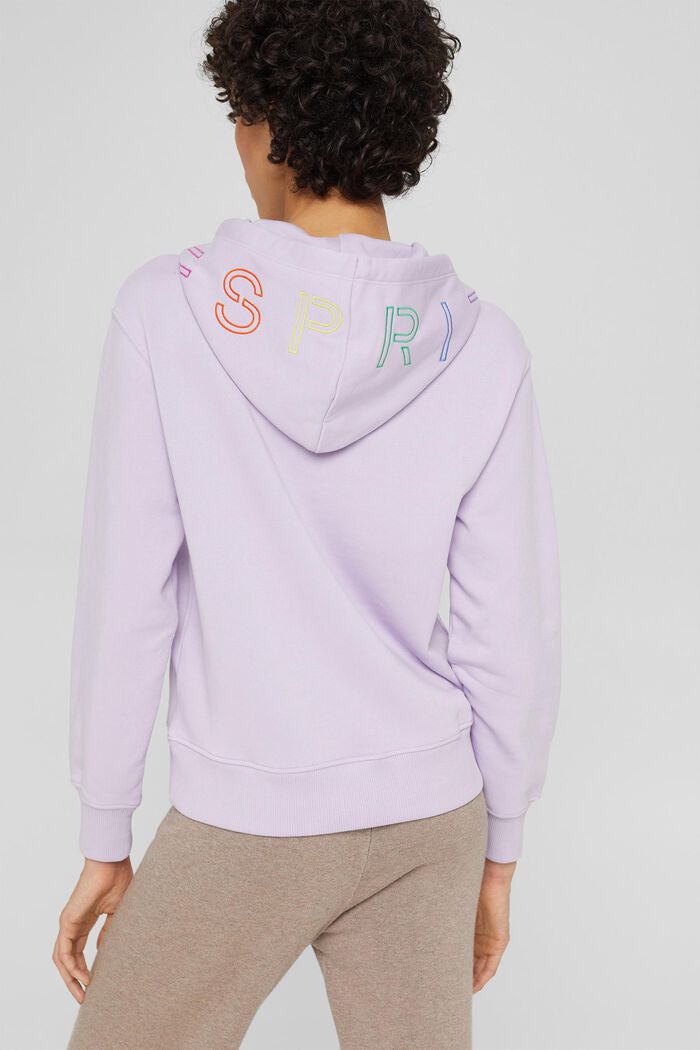 Hoodie with logo embroidery, blended cotton, LILAC, detail image number 3