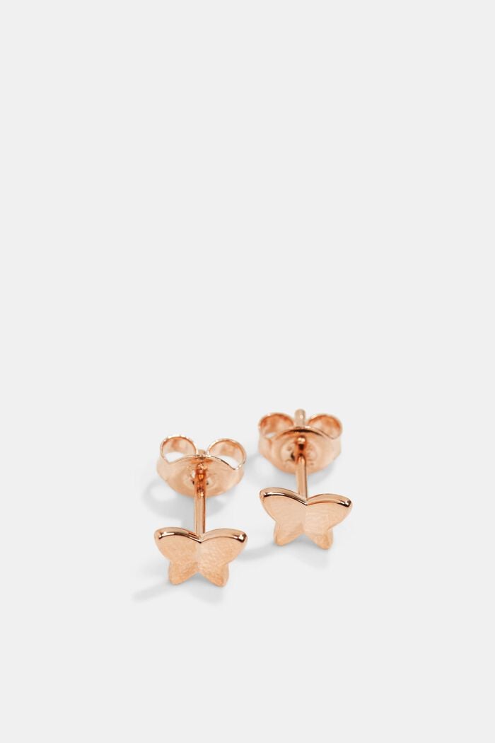 Set of two stud earrings in sterling silver, ROSEGOLD, detail image number 1