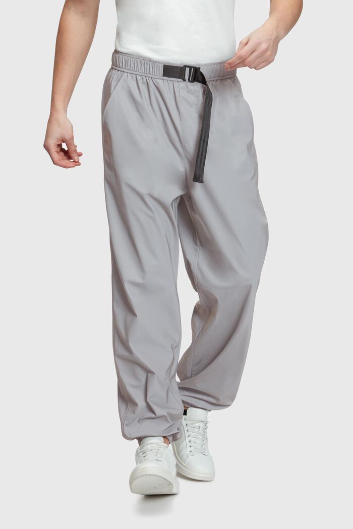 High-rise tapered fit nylon track pants, GUNMETAL, detail image number 0